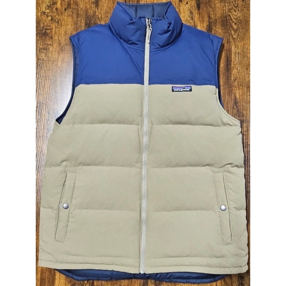 Patagonia Bivy Reversible Full Zip Goose Down Navy / Khaki Men's Size Medium